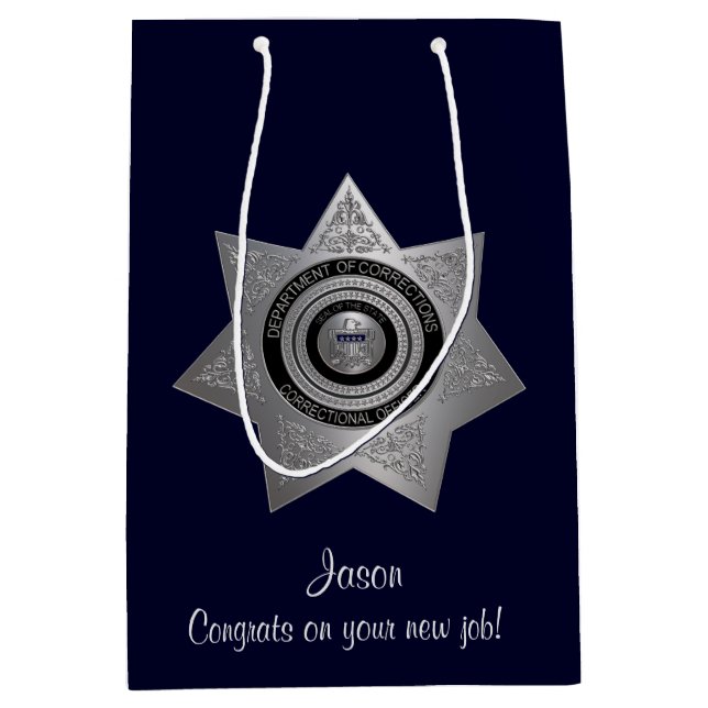 Correctional Officers Badge,Silv-Blue-Med Gift Bag (Front)