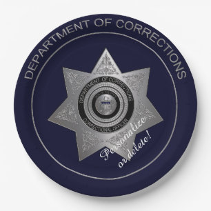 Correctional Officers Badge,Silver 03-Paper Plates
