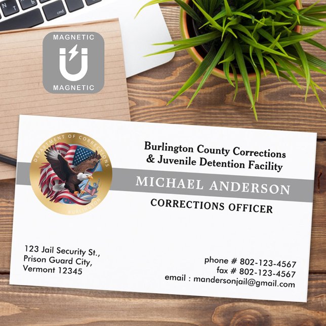 Corrections Department Parole Security Badge Logo Magnetic Business Card (Creator Uploaded)