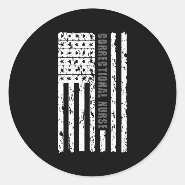 Corrections Nurse American Flag Correctional Nurse Classic Round Sticker (Front)