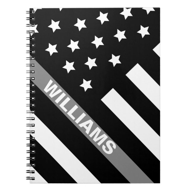 Corrections Officer Black Grey Flag Notebook (Front)