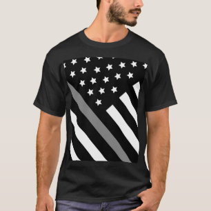 Corrections Officer Black Grey Flag T-Shirt