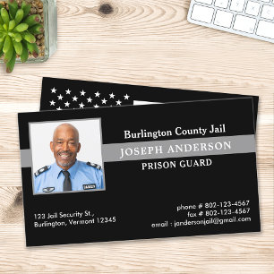 Corrections Officer Custom Photo Thin Grey Line Business Card