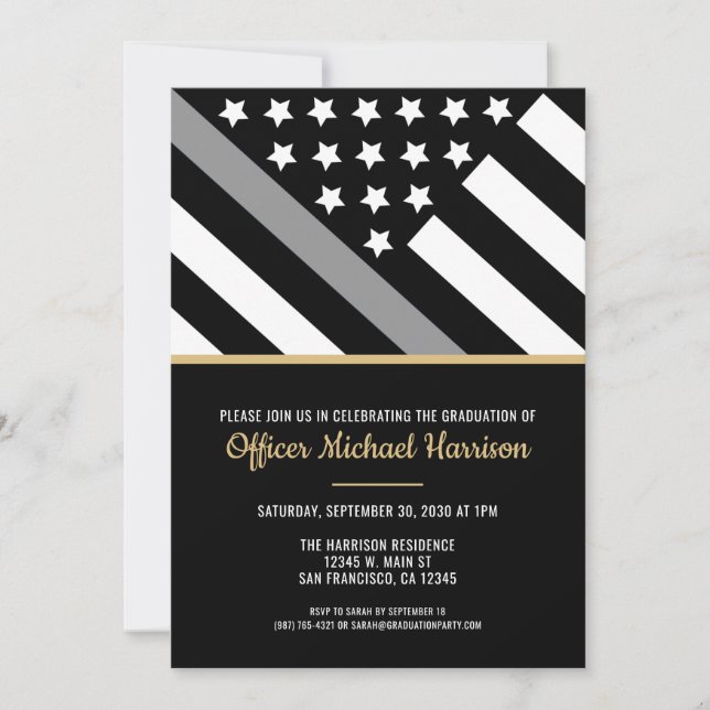 Corrections Officer Flag Graduation Party Invitation (Front)