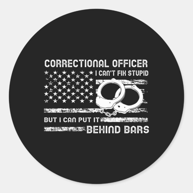 Corrections Officer Gear Thin Silver Line Correcti Classic Round Sticker (Front)