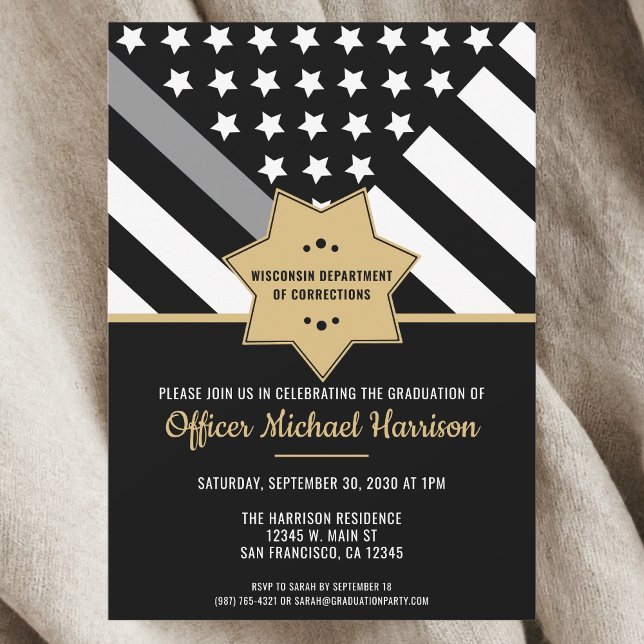 Corrections Officer Graduation Party Flag Invitation (Corrections Officer Graduation Party Flag Invitation)