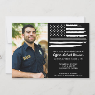 Corrections Officer Graduation Party Flag Photo Invitation