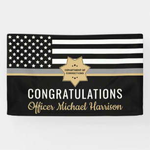 Corrections Officer Graduation Party Silver Line Banner