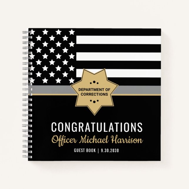 Corrections Officer Graduation Party Silver Line Notebook (Front)