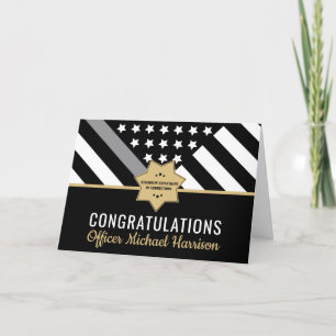 Corrections Officer Graduation Thin Silver Line Thank You Card