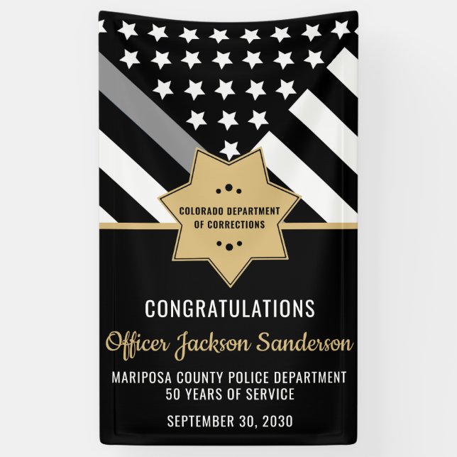 Corrections Officer Retirement Party Silver Line Banner (Vertical)