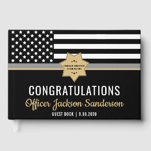 Corrections Officer Retirement Thin Silver Line Guest Book