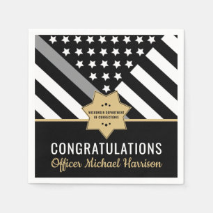 Corrections Officer Silver Line Graduation Party Napkin