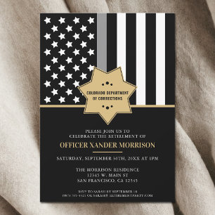 Corrections Officer Silver Line Retirement Party Invitation