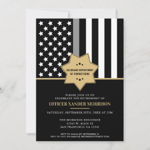 Corrections Officer Silver Line Retirement Party Invitation
