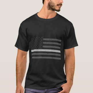 Corrections Officer Thin Silver Line American Flag T-Shirt