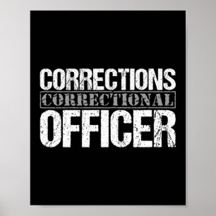 Corrections Officer Thin Silver Line Police Poster