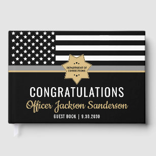 Corrections Officer Thin Silver Line Retirement Guest Book