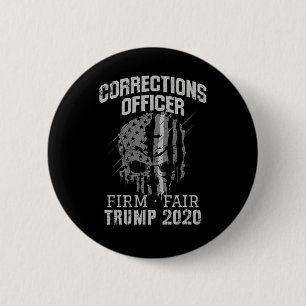 Corrections Officer Trump Thin Silver Line Officer 6 Cm Round Badge