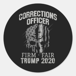 Corrections Officer Trump Thin Silver Line Officer Classic Round Sticker