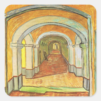 Corridor of Saint Paul Asylum by Vincent van Gogh Square Sticker