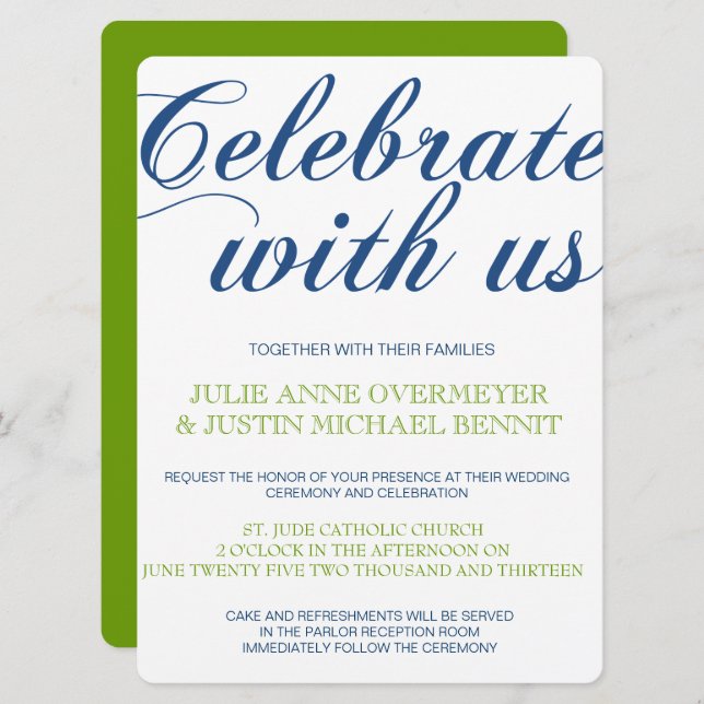 Corrin Calligraphy Wedding Invitation (Front/Back)