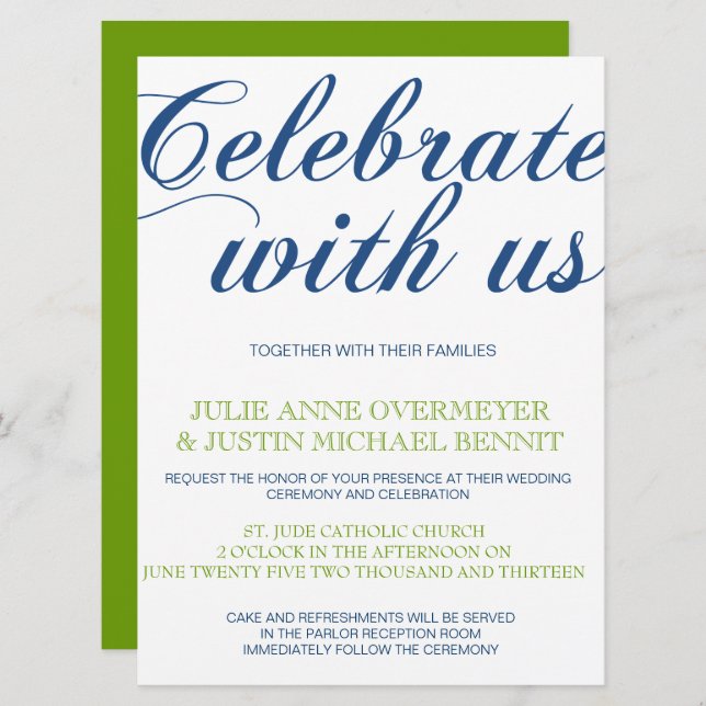 Corrin Calligraphy Wedding Invitation (Front/Back)