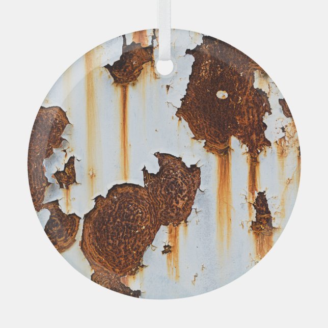 Corroded White Rust Streaks Glass Tree Decoration (Front)