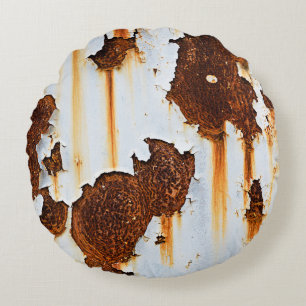 Corroded White Rust Streaks Round Cushion