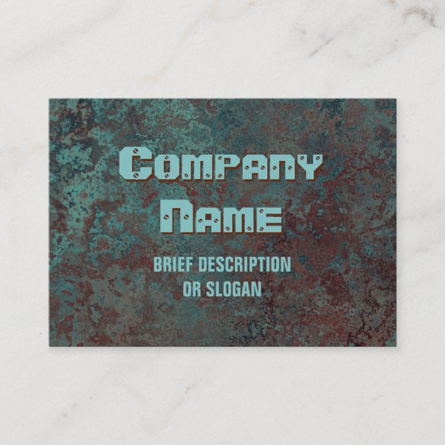 Corrosion "copper" print 'description' chubby business card (Front)
