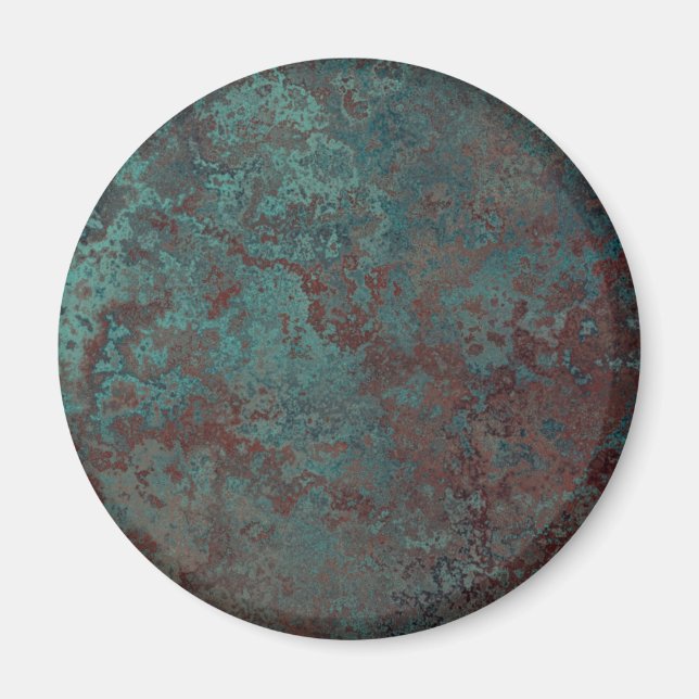 Corrosion "Copper" print fridge magnet round (Front)