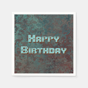 Corrosion "Copper" print Happy Birthday Napkin