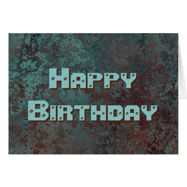 Corrosion "Copper" print Happy Birthday Text (Front Horizontal)