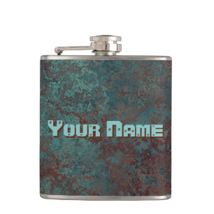 Corrosion "Copper" print Name flask vinyl wrapped