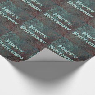 Corrosion " Copper" print tiled Happy Birthday Wrapping Paper