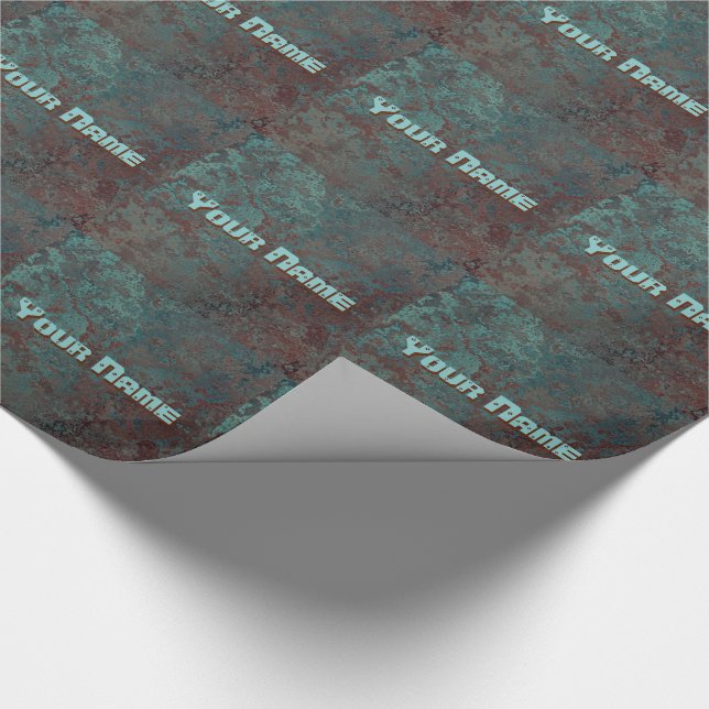 Corrosion " Copper" print tiled Your Name Wrapping Paper (Corner)