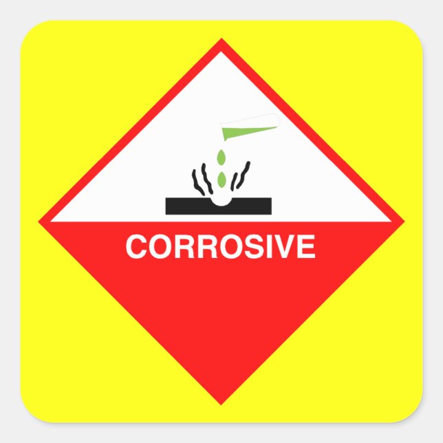 Corrosive Warning Sign - Dangerous Art Square Sticker (Front)