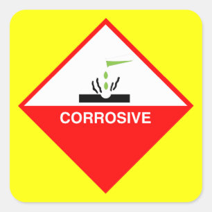 Corrosive Warning Sign - Dangerous Art Square Sticker