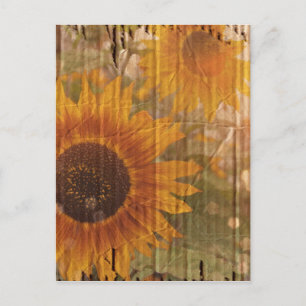 Corrugated Cardboard bohemian yellow Sunflower Postcard