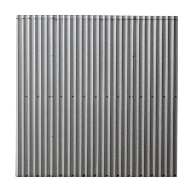Corrugated Metal Background Ceramic Tile (Front)