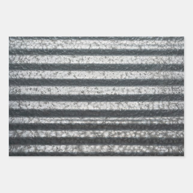 Corrugated Metal Background Wrapping Paper Sheet (Front)