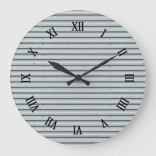 Corrugated Metal Large Clock