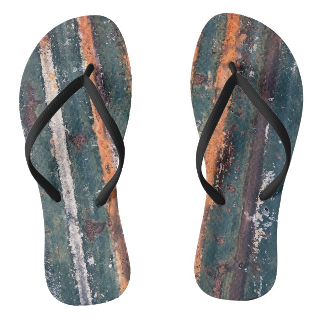 Corrugated rust distressed texture blue green red thongs (Footbed)
