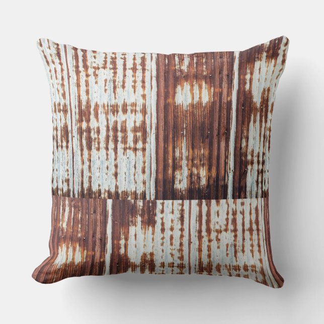 Corrugated Rusty Barn Roof Tin  Cushion (Front)