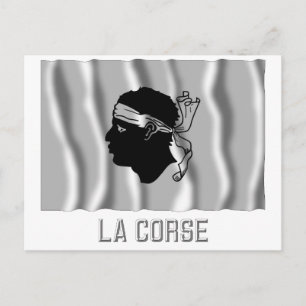 Corse waving flag with name postcard