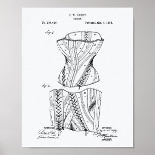 Corset 1884 Patent Art White Paper Poster
