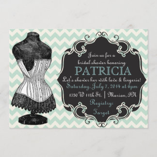 Corset Chevron Bridal Shower Lingerie Invitation