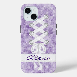 Corset Lacing On Purple With Name iPhone 15 Case