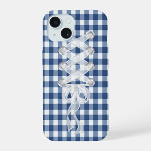 Corset Ribbon Lacing On Gingham iPhone 15 Case