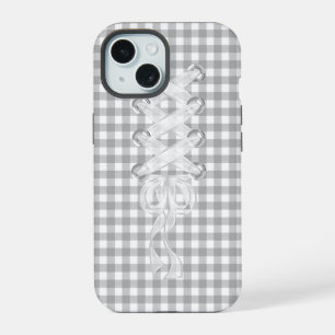 Corset Ribbon Lacing On Gingham iPhone 15 Case
